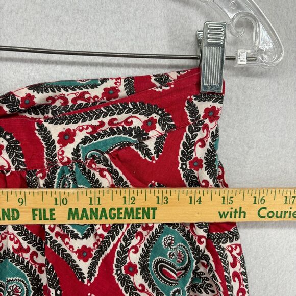 FREE PEOPLE Top XS Bandeau Bandanna Floral Paisley Ruffle Shelf Bra Tie Back Red - Picture 13 of 15